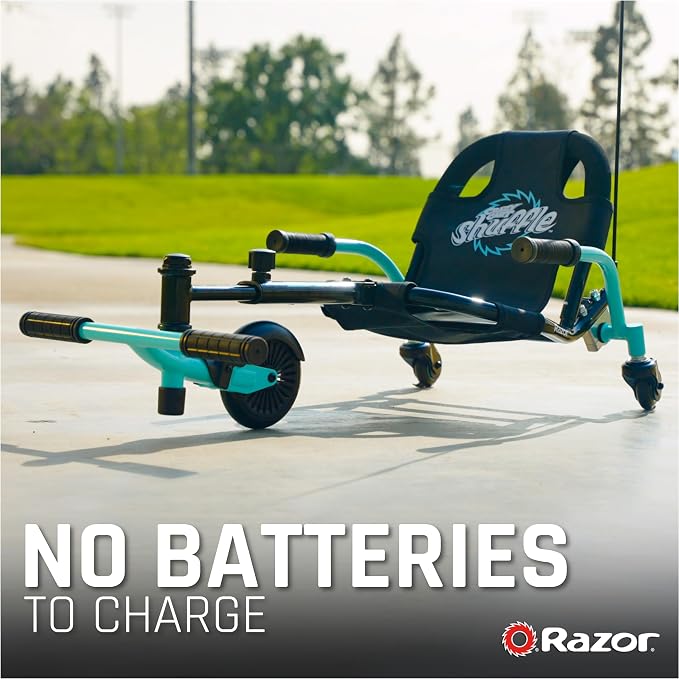 Razor Crazy Cart Shuffle – Kid-Powered Drifting Go-Kart for Ages 4+, Crazy Cart Drift Bar Technology, Adjustable Frame with 5 Length Settings