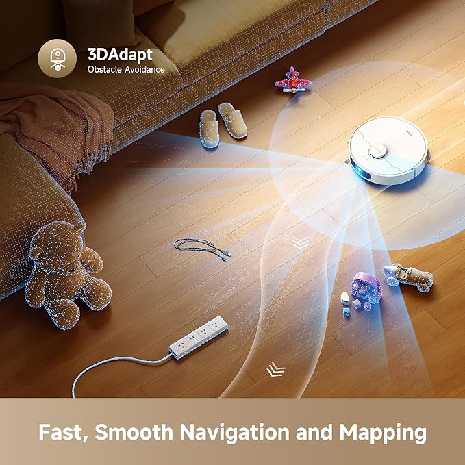 DREAME D30 Ultra CE Robot Vacuum and Mop with Auto Dust Emptying, 25,000Pa Suction, 0.41in Mop Lifting, Multifunctional Base Station, Mop Self-Washing, Smart Obstacle Avoidance, White