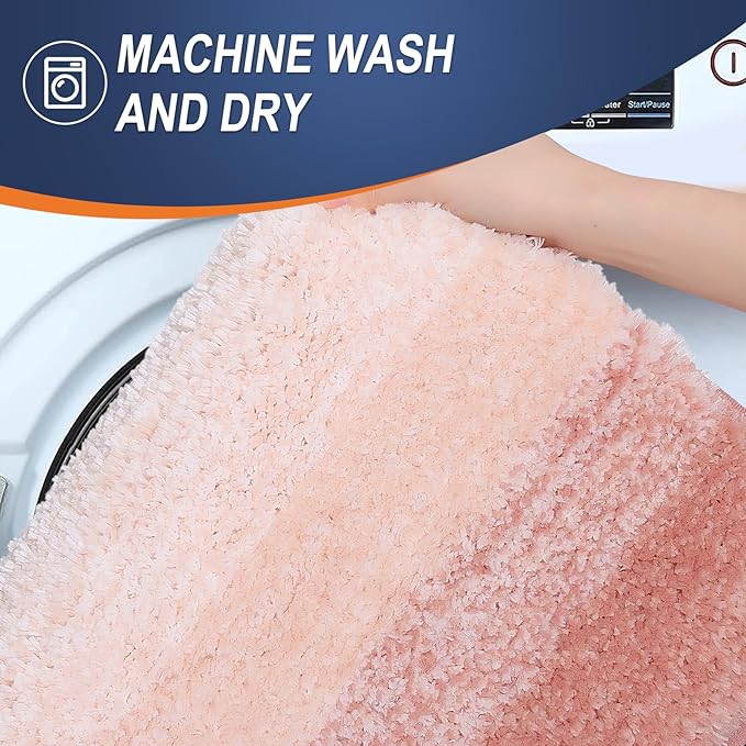 OLANLY Bathroom Runner Rugs Mat 47x17, Extra Soft Absorbent Microfiber Bath Rugs, Rubber Backing, Quick Dry, Washable Long Bath Mats for Bathroom Floor, Tub and Shower, Home Decor Accessories, Peach