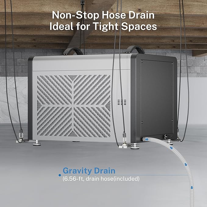 Yaufey 125 Pints Commercial Dehumidifier with Drain Hose for 6500 Sq.Ft. Crawl Space, Basement, Industrial, 10-90% RH Humidity Control, 24/7 Running Continuous Drainage, TUV Certified, 5-Yr Coverage