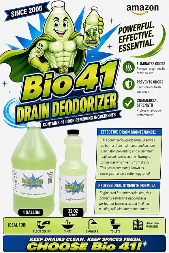 Drain Deodorizer- Odor Eliminator - Commercial Drain Deodorizer - Neutralizer Sewer Gas Smell Remover – 32 Ounce