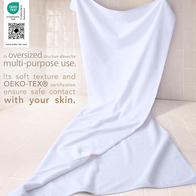 Cotton Paradise 100% Cotton Turkish Towel, Soft Absorbent Quick Dry, 40x80 Oversized Bath Sheet Towel, Snow White