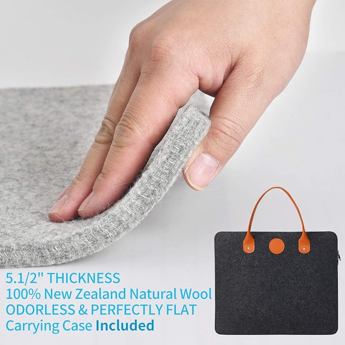 Wool Pressing Mat, 100% New Zealand Wool, 17" x 13.5" Ironing Mat | with Carrying Case, Silicone Iron Rest Pad For Quilting, Sewing and Ironing, Naturally Retains Heat for Efficient Pressing