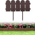 Garden Border Plastic Edging: Wooden Fence Design - 16pcs Brown Yard Landscaping Fence Liner Lawn Edge Barrier - 20ft Kit of Decorative Lawn Panels Elements -Landscaping Edging-GMT-10374-A16