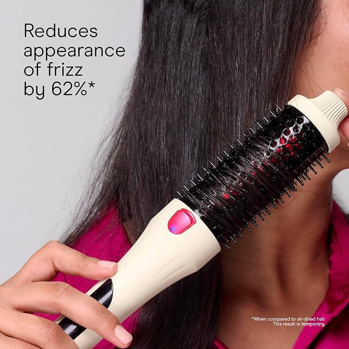 Infiniti PRO CONAIR 1.5 Inch Infrared Thermal Brush - Ionic Heated Hair Styler with 4 Heat Settings up to 400°F, Ceramic Barrel for Volume and Curls, Digital Hot Brush, White