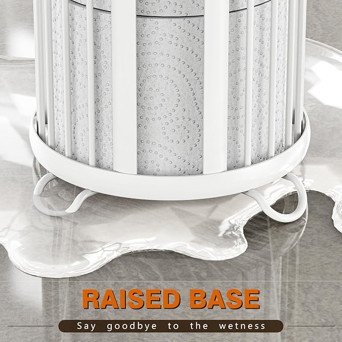 Toilet Paper Holder Stand, Freestanding Toilet Paper Storage,White | Waterproof Raised Feet,Rustproof,Fit 3 Mega Rolls,No Drilling No Assemble,Minimalistic Storage,Space-saving Renter Friendly