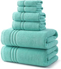 REDKISS Teal Towels Set 6 Piece Cotton Towel Sets with 2 Bath Towels, 2 Hand, 2 Washcloths, 650GSM Hotel Quality, Soft, Highly Absorbent Towels for Bathroom Gym, Ideal Everyday Use