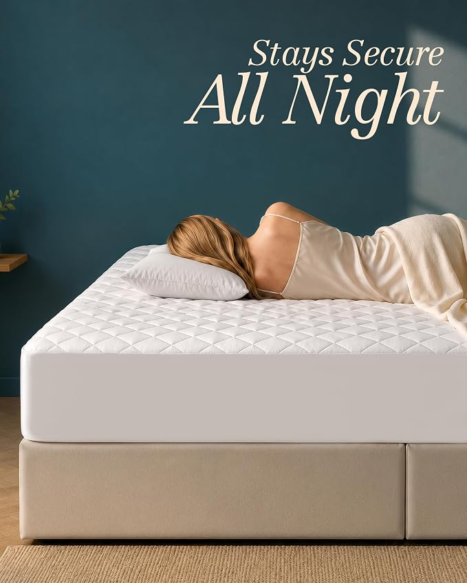 Quilted Fitted Mattress Pad 2 Pack, Full Mattress Protector Topper with Deep Pocket Stretches up to 16 Inches, Machine Washable Mattress Cover by Utopia Bedding (White)