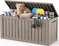 Outdoor Storage Box, 140 Gallon Waterproof Resin Deck Box with Support Rod | UV Resistant Lockable Package Delivery Bin, Shoe, Patio & Garden Tools Storage, Toy Cabinet, Ottoman, Indoor/Outdoor
