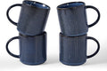 famiware Coffee Mug Set for 4, Star 16 oz Catering Mugs Cup Set with Handle for Coffee, Tea, Cocoa, Milk - Ceramic Stoneware Drinkware Set, Nebulas Blue