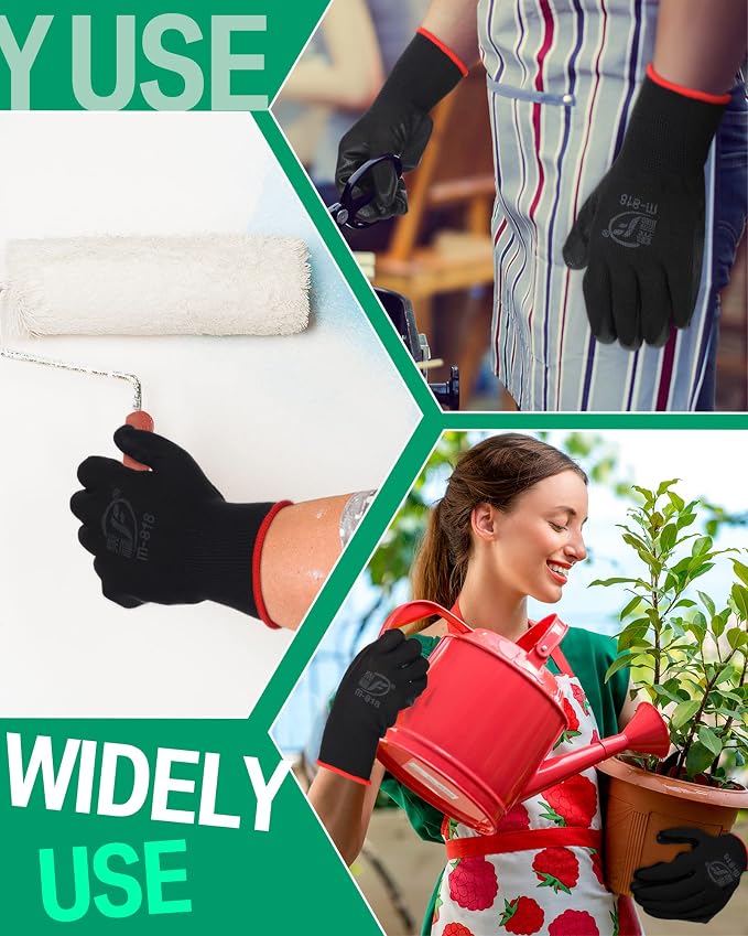 Thenshop 96 Pairs Work Bulk Gloves for Men Women Rubber Coated Safety Garden Gloves for Gardening