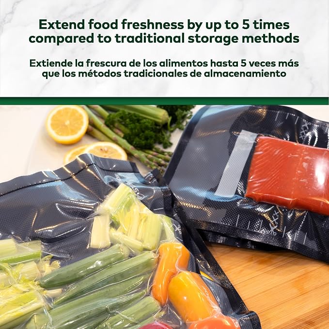 Resealable Vacuum Seal Zipper Bags 11" x 24" (50 Count) 5.5 Mil (Black & Clear) Precut BPA Free Heavy-Duty Commercial Grade Reclosable Bag, Sous Vide, Meal Prep, Freezer Storage & Food Preservation