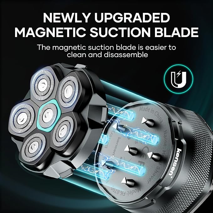 kensen 6D Head Shavers for Bald Men Magnetic Blade Replacement Head, Compatible with 6D Head Shavers for Magnetic Blade Head Razor Men's
