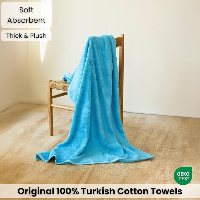 SALBAKOS Luxury 100% Turkish Cotton Bath Sheet 40x80 (1-Piece, Aqua Blue) | Extra Large Jumbo Oversized Bathroom and Beach Towel, Super Soft Highly Absorbent Thick Premium Hotel Quality, Made in Turkey