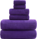 YTYC 29x59 Bath Towels Set,Towels for Bathroom,Violet Purple,6-Pieces | 2 Large Bath towels,2 Hand towels (14x29"),2 Washcloth (13x13"),Super Soft,Highly absorbent,Hanging Loop,80%Polyester