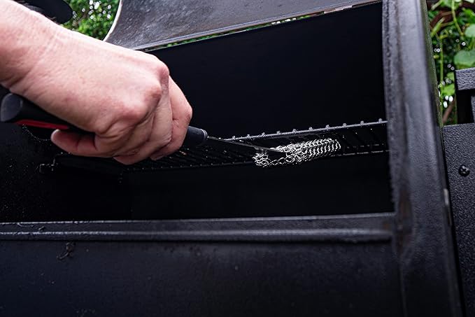 BBQ Dragon Chainmail Grill Brush - Bristle-Free Grill Cleaning Brush for Outdoor Grill - Heavy-Duty BBQ Brush and Grill Scrubber - Stainless Steel BBQ Grill Brush Cleaner - Safe BBQ Brush for Grills