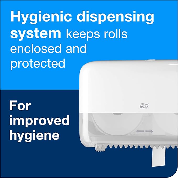 Tork Coreless High-Capacity Toilet Paper Roll White T7, Advanced, 2-Ply, 12 x 1000 sheets, 472881