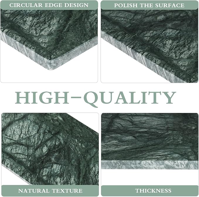 Marble Cutting Board for Kitchen 12×8 Inch green | Natural stone, 0.59" thick, non-slip feet, stay cool for dough/butter, ideal for pastry, cheese, charcuterie, pizza, bread