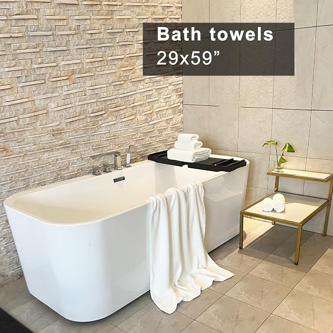 YTYC 29x59 Bath Towels,Towels for Bathroom,White,4-Pieces | Super Soft,Highly absorbent,Hanging Loop,No Lint Ball,Quick Drying,Light Weight,80% Polyester 20% Nylon