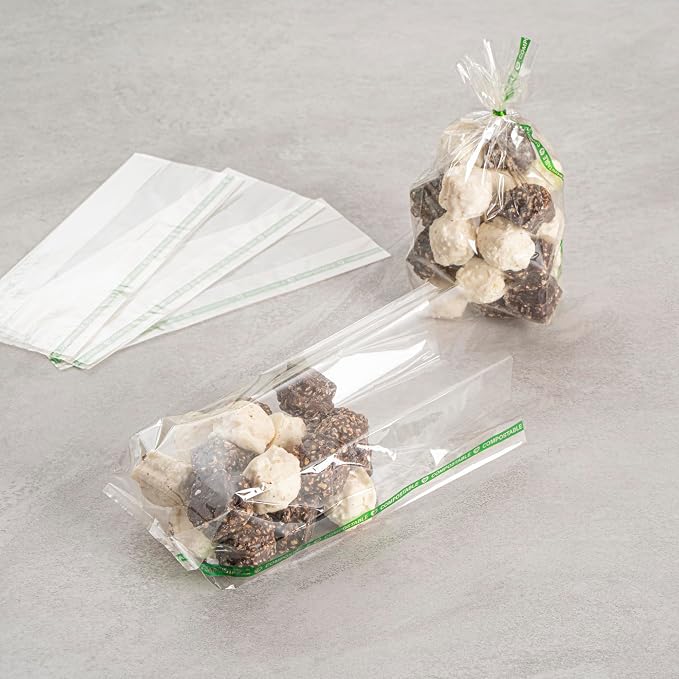 Restaurantware Plastic Gusset Bags 100 Count 3 1/2" x 2 1/4" x 9 3/4" Wicker Dispensing Bottom Gusset Clear Plastic Bags Heat Sealable For Sourdough Bread Cookies Pastries For Home Bakers And Bakeries