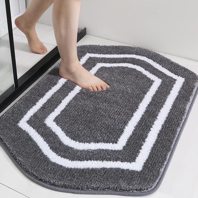 COSY HOMEER Extra Thick Bath Linen Sets Rugs - Anti-Slip Bath Mats Soft Plush 100% Strong Polyester Living Room Bathroom Water Absorbent(Grey,17x27 - Inches)