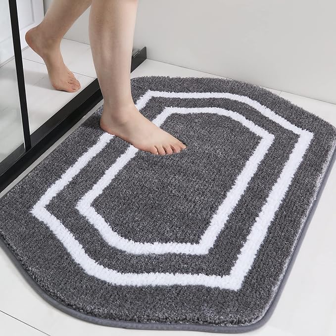 COSY HOMEER Extra Thick Bath Rugs - Anti-Slip Bath Linen Sets Mats Soft Plush 100% Strong Mirco Polyester Mat Living Room Bathroom Floor Water Absorbent(Grey,24x36 - Inches)