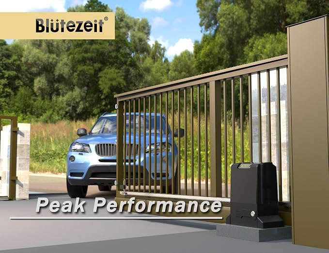 Blütezeit 1800lb WiFi Sliding Gate Opener Smart App Control, 1/2HP Automatic Slide Gate Motor Rack Driven with 2 Remote Controls & IR Sensor Complete Hardware Kits for Driveway Gates Up to 40ft