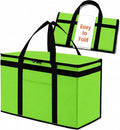 Insulated Food Bag, Portable Cooler Tote (2XL, Green, 1 Pack) | Large thermal bag, For cold & hot food, Soft sided cooler, Heavy duty carrier, Grocery shopping, Food delivery, Catering bag