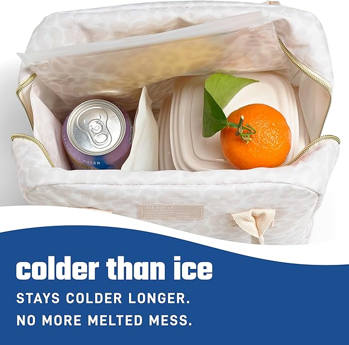 Fit & Fresh Cool Coolers 2 Pack Soft Ice for Lunch Bags, Flexible Stretch Nylon, Durable, Reusable Lunch Box Ice Packs, Soft Ice, Reusable Freezer Packs, Lunch Ice, Easy to Clean, Ivory Feline