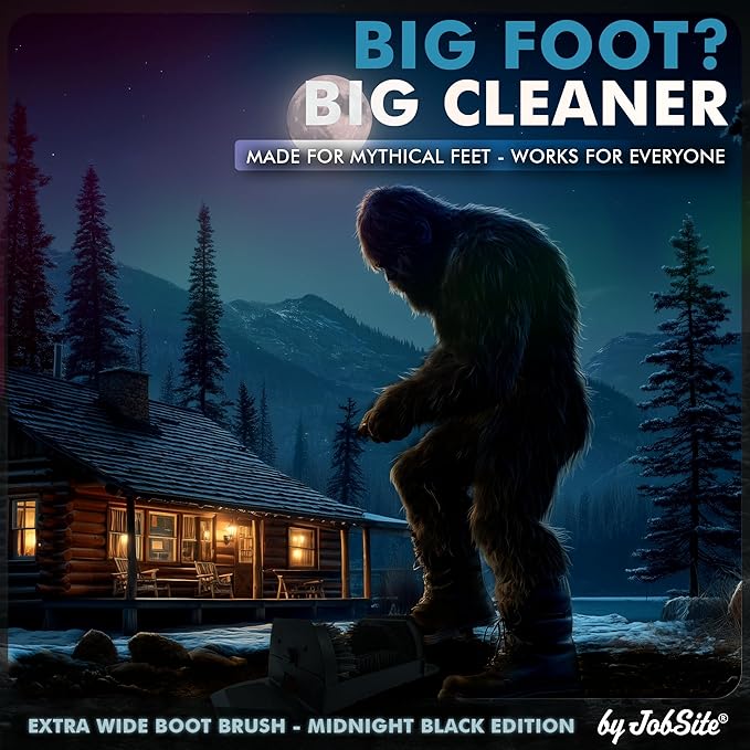 Midnight Black Boot Scrubber - Outdoor Shoe Scraper Brush - No Mount Shoe Cleaner - Sasquatch Sized