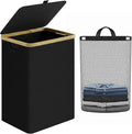 iEGrow Laundry Hamper with Lid, 85L Large Laundry Basket with Handle, Collapsible Clothes Basket Organizer with Removable Inner Bag for Clothes Towels - Black