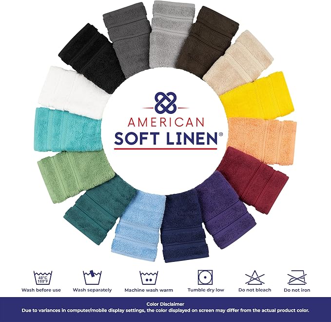 American Soft Linen 100% Cotton Luxury Turkish Towels, 4 PC Bath Towel Set | Soft Absorbent Quick Dry OEKO Tex Standard 100 Certificated Durable Machine Washable Breathable Premium Hotel Quality
