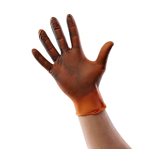 Venom Steel Maximum Grip Nitrile Gloves, 8 Mil Thick, Raised Diamond Texture For Grip, Puncture and Rip Resistant, Hi-Visibility Orange, Large (100 Count) (Pack of 3)