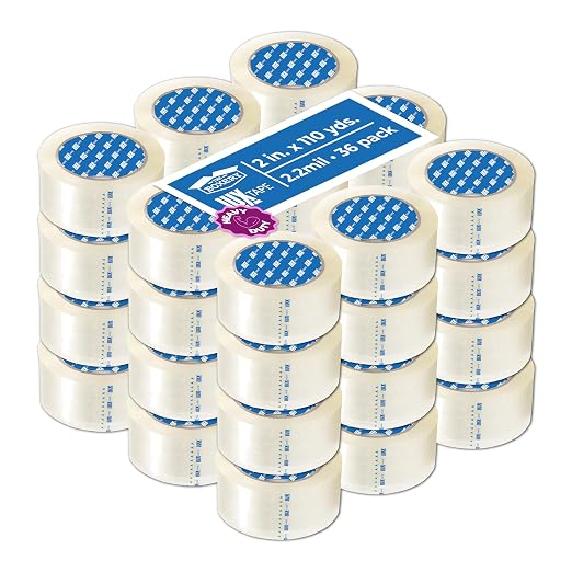 The Boxery 2" x 110 Yards Clear Packing Tape – 36 Roll Carton – Strong Industrial Grade Adhesive for Shipping, Moving & Packaging – Heavy Duty 2.2 Mil Box Sealing Tape