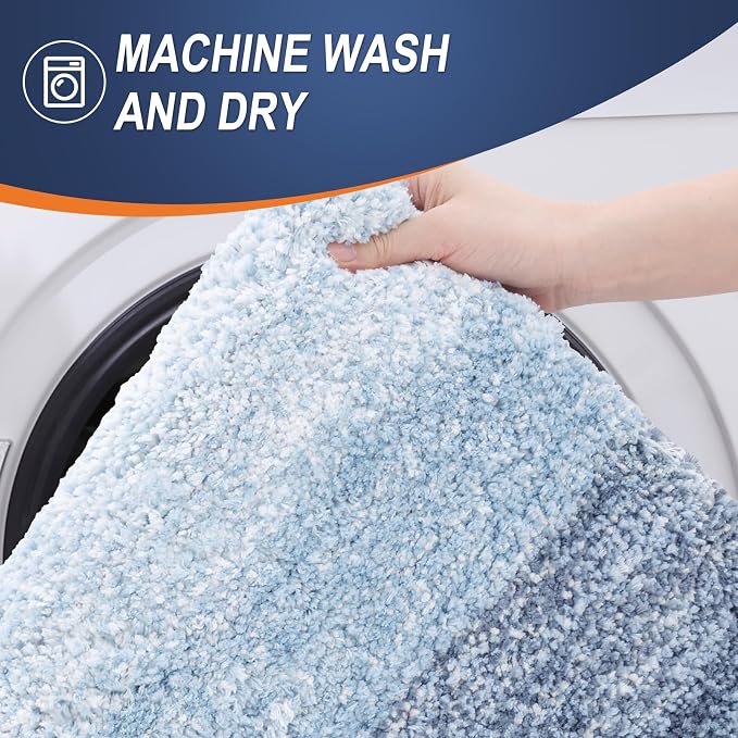 OLANLY Bathroom Runner Rugs Mat 70x20, Extra Soft Absorbent Microfiber Bath Rugs, Rubber Backing, Quick Dry, Washable Long Bath Mats for Bathroom Floor, Tub and Shower, Home Decor Accessories, Blue
