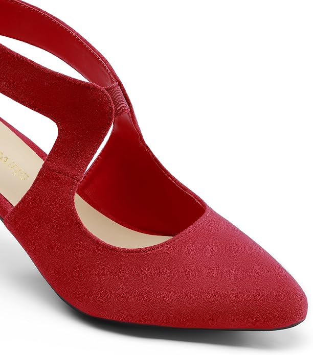 DREAM PAIRS Women's Pumps Closed Pointed Toe Kitten Heels | Elegant Party Dress Shoes with Chic Crisscross Cutouts, 2.76 Inch Heel, and Back Zip for Polished, All-day Secure Strides