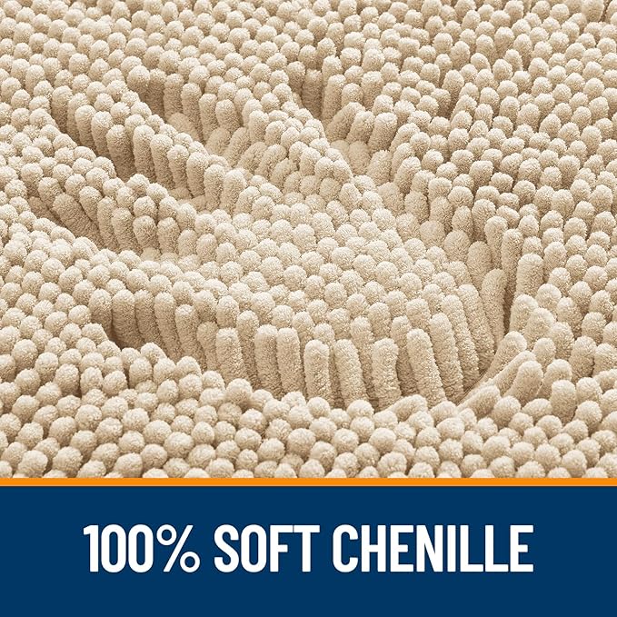 OLANLY Bathroom Runner Rugs 59x24, Extra Soft Absorbent Chenille Bath Rugs, Rubber Backing Quick Dry, Machine Washable Long Bath Mats for Bathroom Floor, Tub and Shower, Home Decor Accessories, Beige