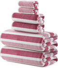 REDKISS 6-Piece Microfiber Bath Towel Set, Ultra Soft, Highly Absorbent & Quick Dry, 35x70 Inch Oversized, Pinkish red Towels for Bathroom, Spa, Gym, 2 Bath 2 Hand 2 Washcloths -