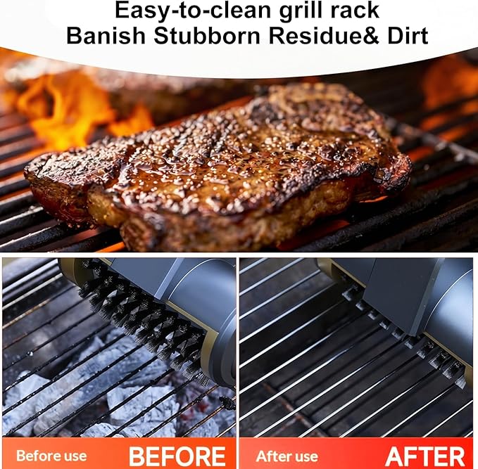 Electric Grill Brush for Outdoor Grill, BBQ Grill Cleaner with 3 Brush Heads, 3-Speed Cordless Rotary Brush, Adjustable Angle, 150-Min Runtime, Grill Cleaning Tool for Barbecue Grates