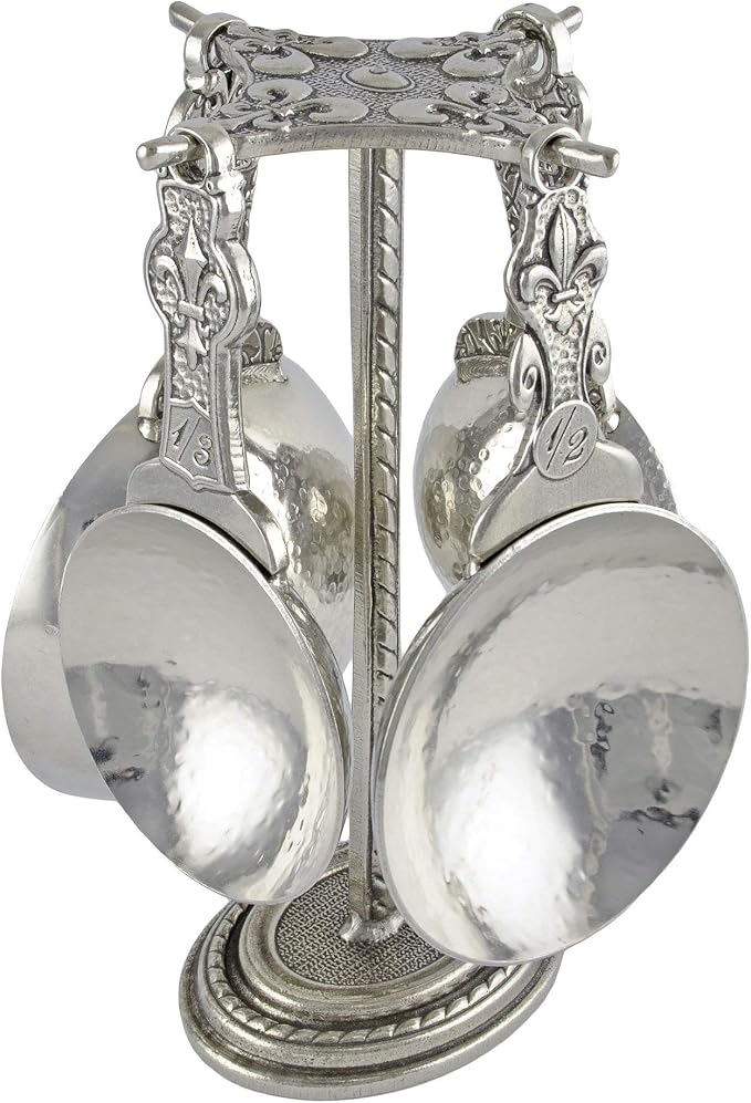 Crosby & Taylor Fleur de Lys Pewter Measuring Cups with Display Post