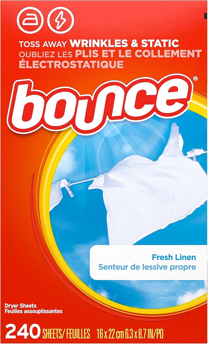 Bounce Dryer Sheets Fabric Softener | Fresh Linen | 240 Sheets, Pack of 4
