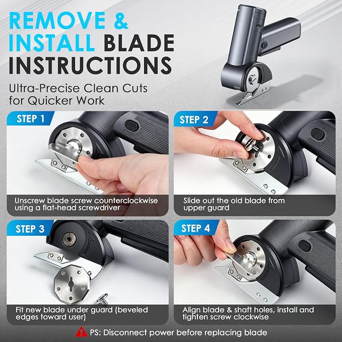 Cordless Electric Scissors Rechargeable, Smart Display Cardboard Box Cutter | 5 Speed and Battery Display Shear Cutting Tool with Storage Box Extra 2 Blades for Cardboard, Fabric, Leather DIY, Plastic