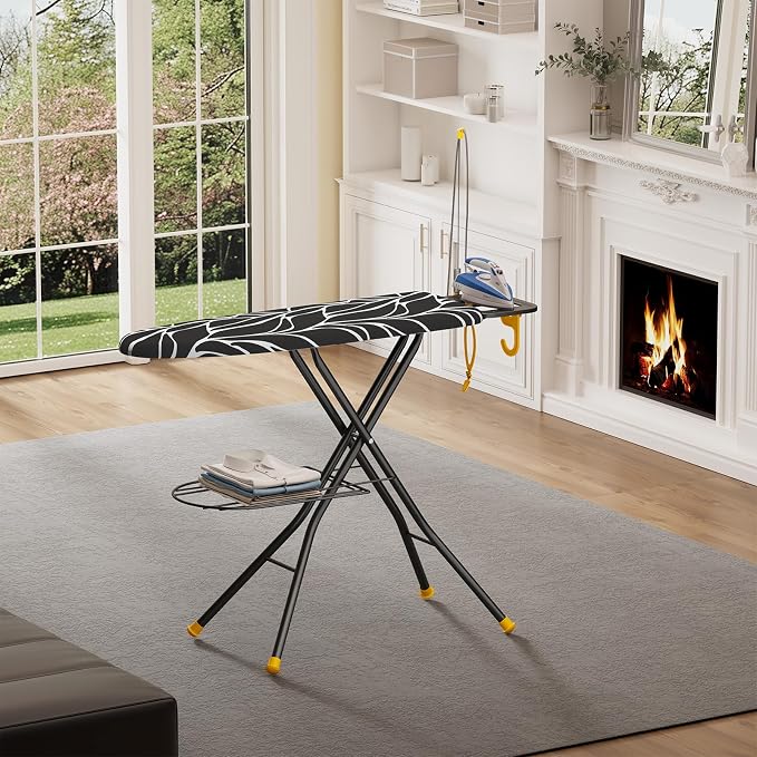 APEXCHASER Ironing Board Standard Size, Iron Board and Ironing Board Set Height Adjustable, Foldable Ironing Boards Standard Size, Iron Table Stand with Iron Rest and Garment Rack, 13" x 43" Gray