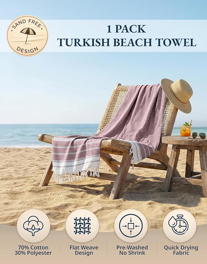 LANE LINEN Large Pool Towels, XL Beach Towel, Pre-Washed - Fired Brick | No Shrink, Quick Dry Oversized Beach Towels - 39"x71", Vacation Essential - Travel & Camping, Machine Washable, Everyday Use