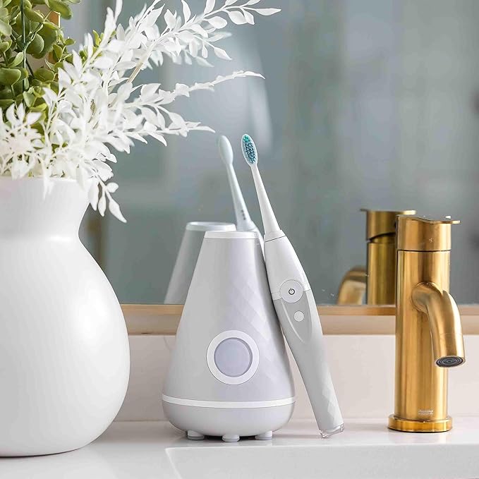Tao Clean UV Sanitizing Sonic Toothbrush and Cleaning Station, Electric Toothbrush, Dual Speed Setting, London Fog