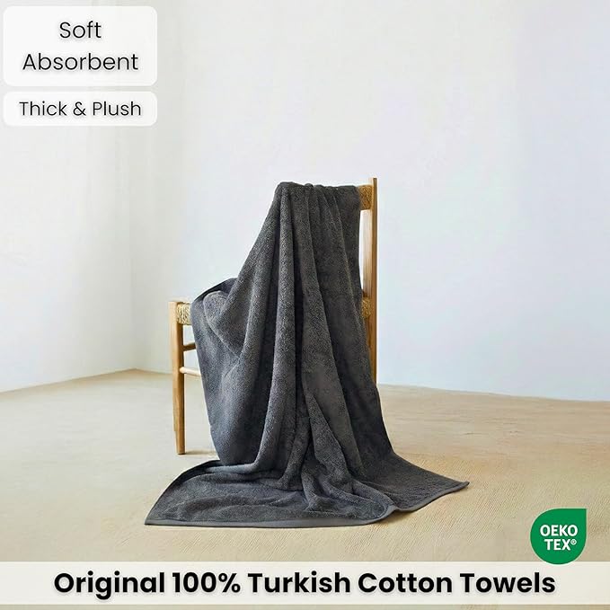 SALBAKOS Luxury 100% Turkish Cotton Bath Sheet 40x80 in (1-Piece, Gray) | Extra Large Jumbo Oversized Bathroom and Beach Towel, Super Soft Highly Absorbent Thick Premium Hotel Quality, Made in Turkey