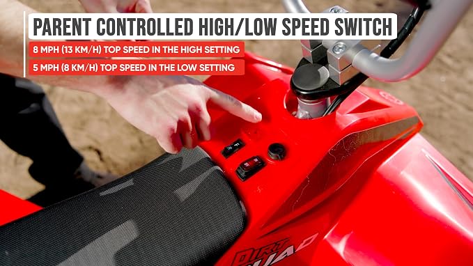 Razor Dirt Quad – 24V Electric 4-Wheeler Ride-On for Kids 8+, Twist-Grip Variable-Speed Acceleration Control, Up to 8 MPH, Forward/Reverse Drive Mode