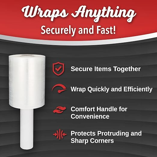 2 Pack Industrial Strength Mini Hand Stretch Wrap 5" 1000 Ft Roll 80 Gauge Thick, Shrink Wrap Roll for Moving Supplies, Furniture, Pallets, Plastic Wrap for Packing, Heavy Duty Stretch Film