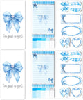 Xqumoi 2 Pack Coquette Blue Bow Sticky Notes for School Office Supply | Blue Bow Sticky Notes Set, Notepads Writing Memo Pad, Page Marker Bookmarker, Preppy Girly Gift, Back to School Office Supply