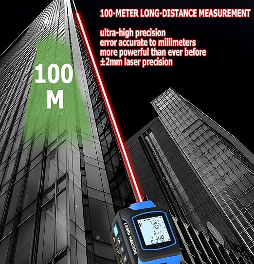 tape measure 4-in-1 laser Digital Measuring Tape & 60m/197ft Laser Distance Meter & with 16ft/5m & Crosshair markings & Dual-axis electronic level,Display On Backlit LCD Screen
